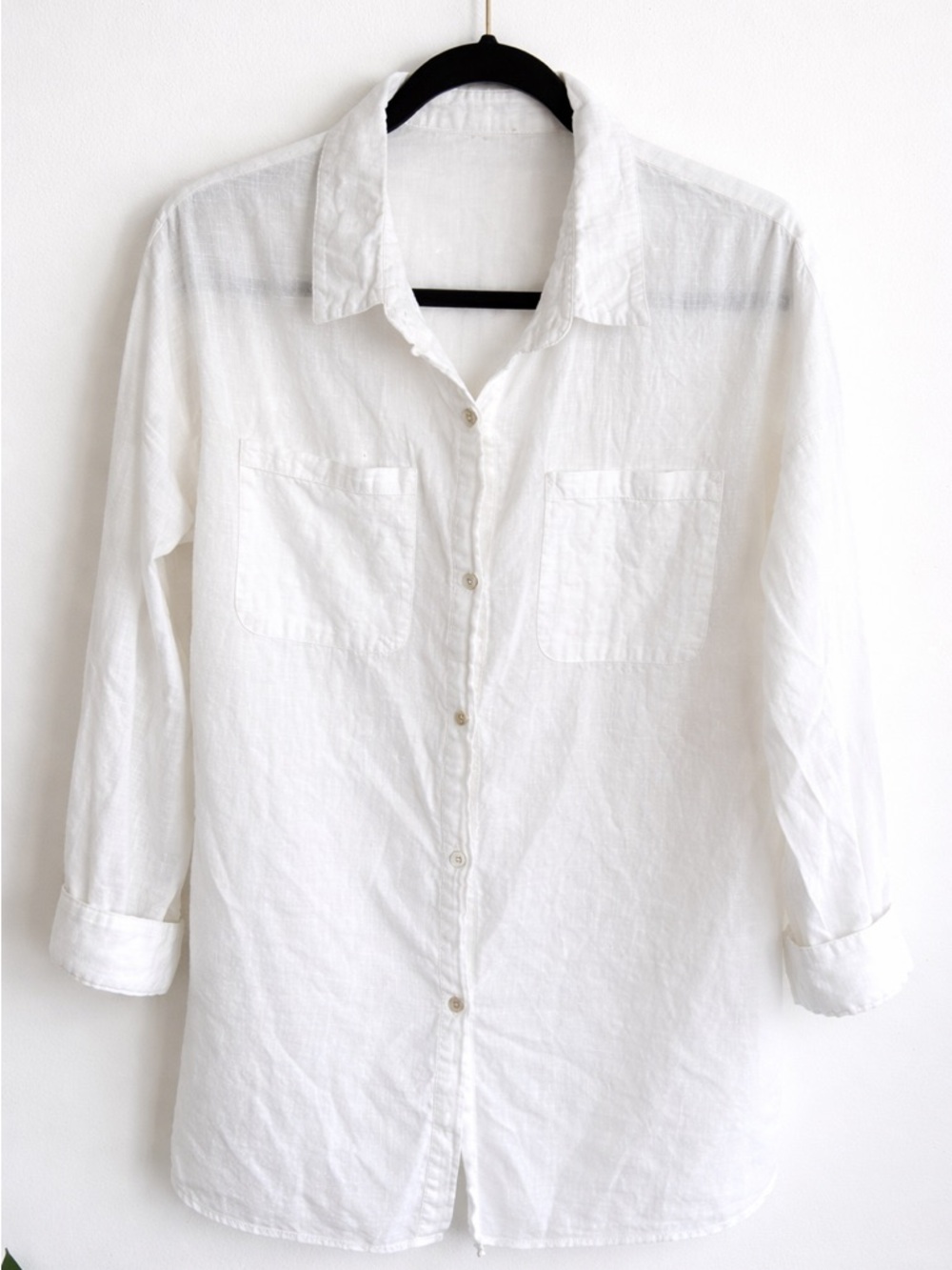 Cotton White Button Down Shirt Oversized Beachy Lightweight